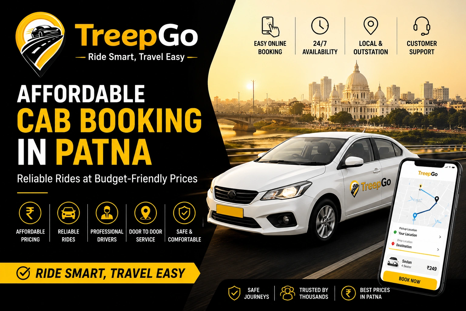 Affordable cab booking in Patna with reliable and budget-friendly rides by TreepGo